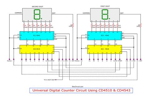 Universal digital counter circuit using CD4510 & CD4543