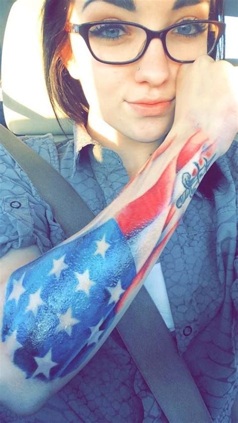 Beautiful US Flag Tattoo On Girl Arm | Patriotic tattoos, Flag tattoo ...