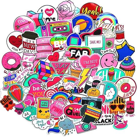 Pink Laptop Sticker for Kids Teens Girls, Cute Waterproof Aesthetic Decal Stickers for Travel ...