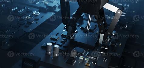 the variety of different types of chips and electronic components on the printed circuit board ...