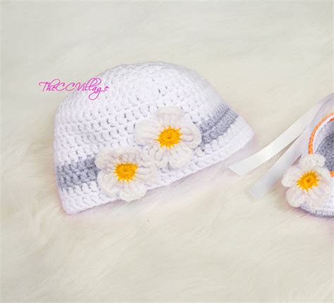 White Crochet Baby Hat flower Girl Hat crochet Cap Crochet