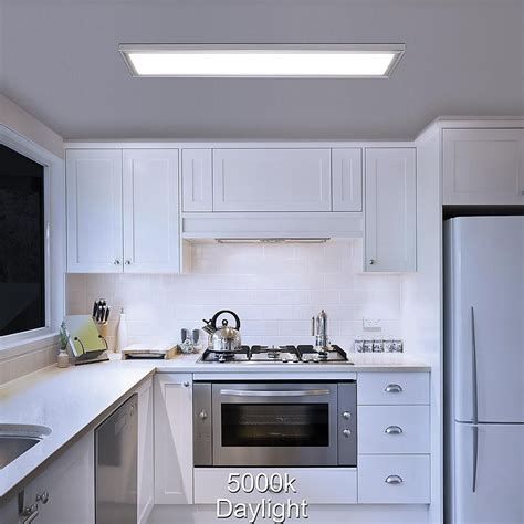 Hampton Bay 48 in. x 12 in. Low Profile Selectable LED Flush Mount Ceiling Flat Panel Brushed ...