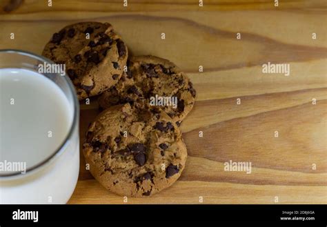 Chocolate Chip Cookies and Milk Stock Photo - Alamy