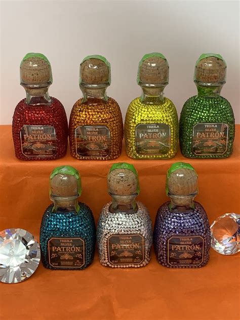 Mini Patron Bottles decorated with Swarovski Crystals | Mini patron bottles, Patron bottle ...