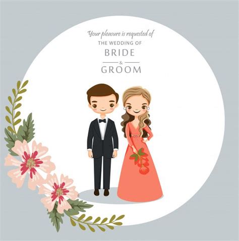 Premium Vector | Cute cartoon couple for wedding invitations card | Cartoon wedding invitations ...