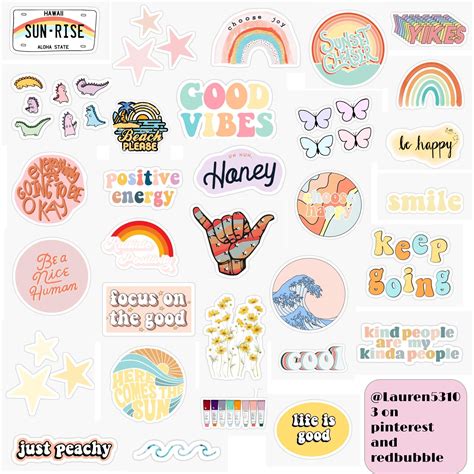 Cutout Aesthetic Stickers Printable - Printable Calendar