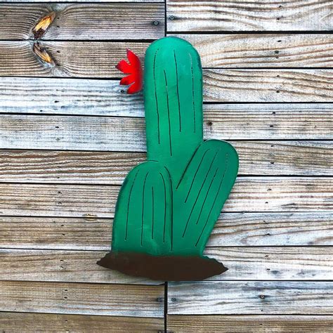 Southwestern Cactus Wall Hanging Metal Sculpture 2 Feet Tall Cereus ...