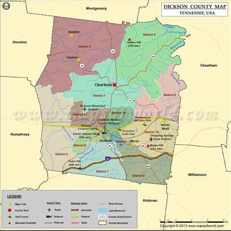 Dickson County Map, TN | Map of Dickson County Tennessee