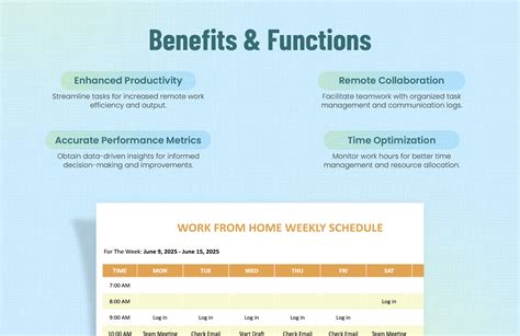 Work From Home Weekly Schedule Template - Download in Word, Google Docs, Excel, Google Sheets ...