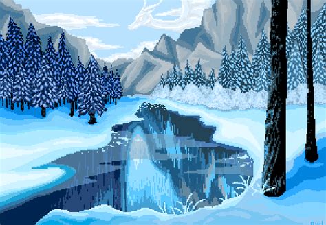 Pixel Snow Landscape by owlmaddie on DeviantArt