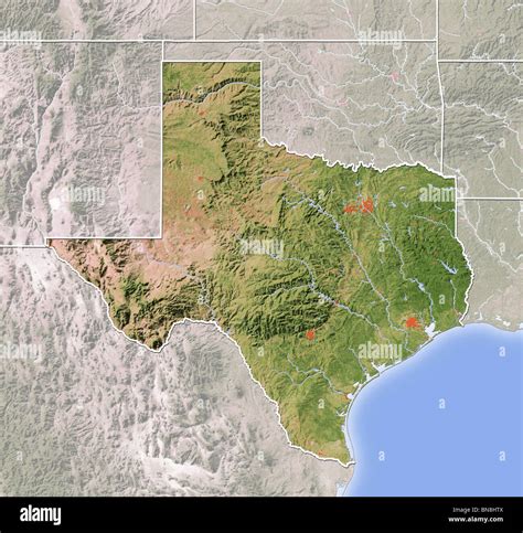 Texas, shaded relief map Stock Photo - Alamy