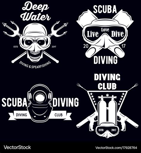 Set of scuba diving club and diving school badges Vector Image