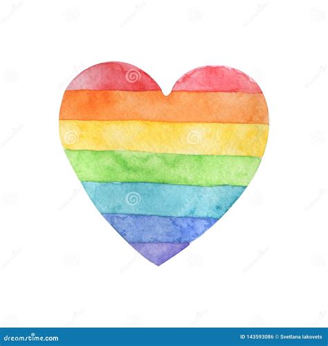 Rainbow in the Shape of a Heart. Watercolor Drawing. Stock Illustration ...