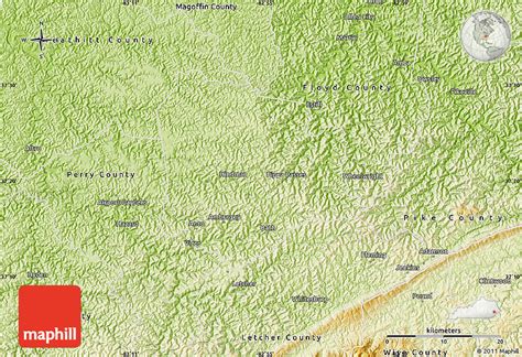 Physical Map of Knott County