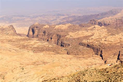 Arabah Valley Desert Panorama With Mountains, Jordan Stock Photo ...