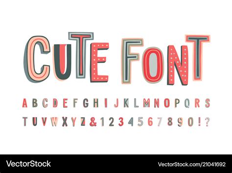 Uppercase cute alphabet font letters numbers Vector Image