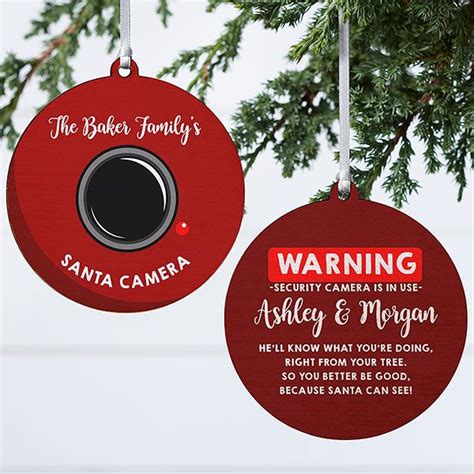 Santa Cam Personalized Wood Ornament - 2 Sided | Santa camera ornament ...