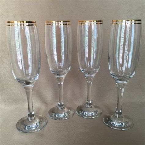 Champagne Flutes Gold Rimmed Vintage Barware Toasting | Etsy | Gold champagne flutes, Champagne ...