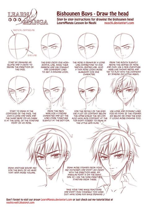 Learn Manga: Bishounen Boys - Draw the head | Manga drawing tutorials, Anime tutorial, Drawing ...