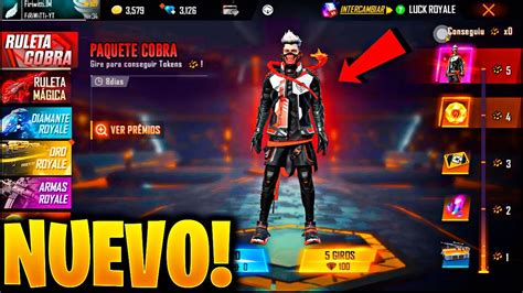 YA LLEGÓ! NUEVA LUCK ROYALE ORO LEGENDARIA en FREE FIRE! NUEVA SKIN COBRA LEGENDARIA!ROYALE ...