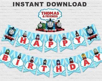 Items similar to Thomas the train Happy Birthday banner on Etsy