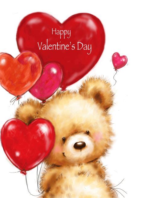 Valentine's Day Bear with Red Heart Shaped Balloon