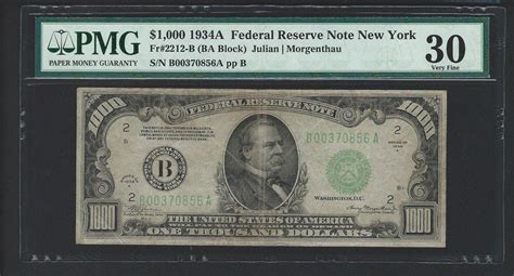 1934A $1000 One Thousand Dollar Bill Currency Note Money PMG VF 30 - NO RESERVE | #1850777516