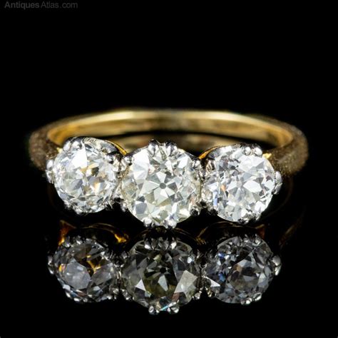 Antiques Atlas - Victorian 1.90ct Diamond Trilogy Engagement Ring | Trilogy engagement ring ...