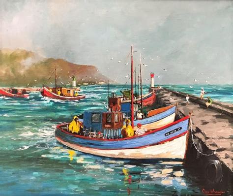 Kalk Bay Harbour with Fishing Boats | Original Painting by South African Artist Colin Wilkinson ...