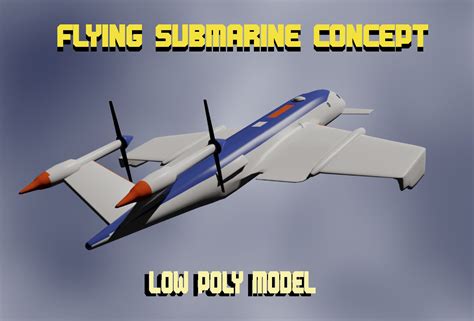 Low Poly Flying submarine concept free 3D Model .obj .3ds .fbx .dwg ...