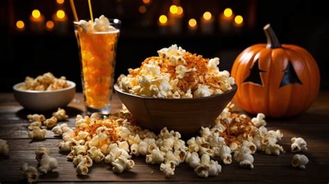 Premium AI Image | fright night flicks halloween horror movies and popcorn