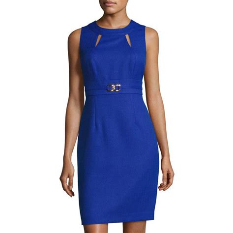 Tahari Asl Cutout Jacquard Sheath Dress - Cobalt Blue