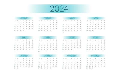 2024 pocket calendar template in strict minimalistic style with mint ...