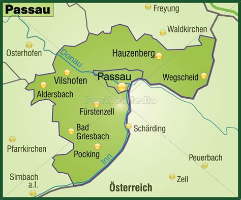 map of passau as an overview map in green - Stock Photo - #10655347 ...