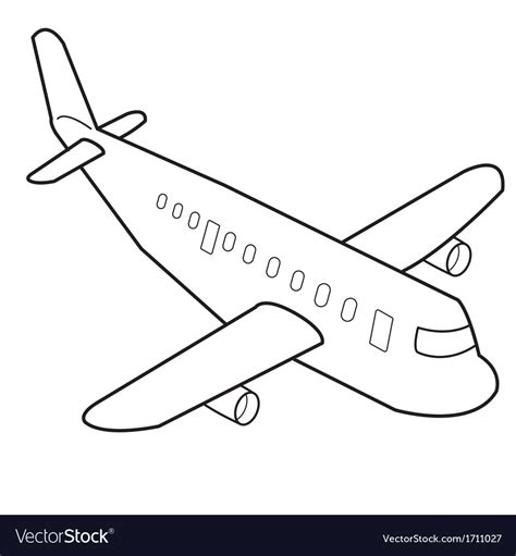 Airplane cartoon outline Royalty Free Vector Image