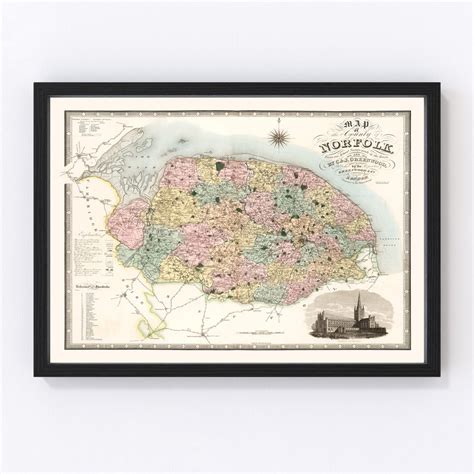 Norfolk England Map 1834 Old Map of Norfolk England England Art Vintage ...