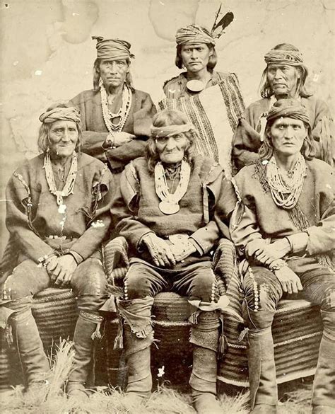 Zuni Pueblo leaders. New Mexico. 1882. (l to r) Na-na-he, Nai-iu-tchi (senior bow pries ...