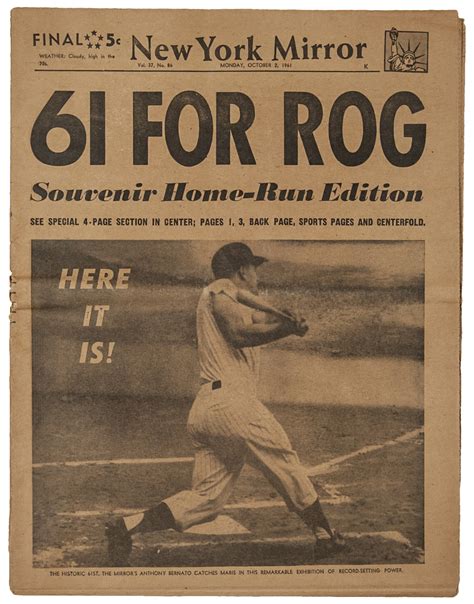 Lot Detail - 1961 Roger Maris Hits 61st Home Run Newpaper