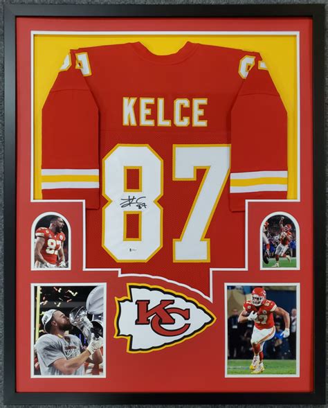 Travis Kelce Signed 34x42 Custom Framed Jersey (Beckett COA) | Pristine ...