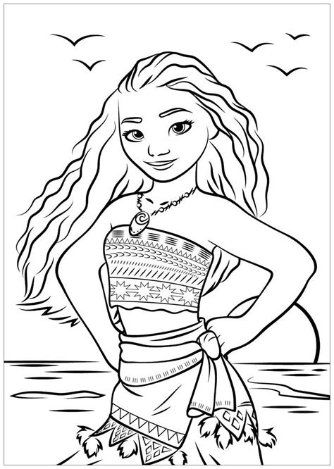 Free Vaiana drawing to print and color - Moana Coloring Pages for Kids