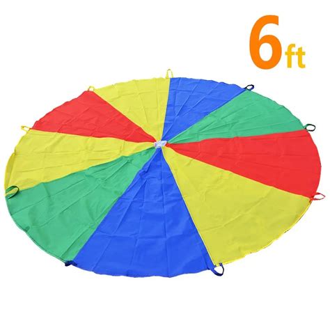 6ft (1.8M) Rainbow Parachute for Kids, Parachute Tent Toys with 9 ...