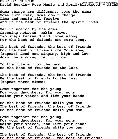 Peter, Paul and Mary song: Best Of Friends, lyrics