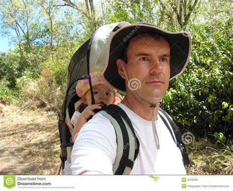 Dad Hiking with Baby Daugther Stock Photo - Image of carrier, active: 4512208