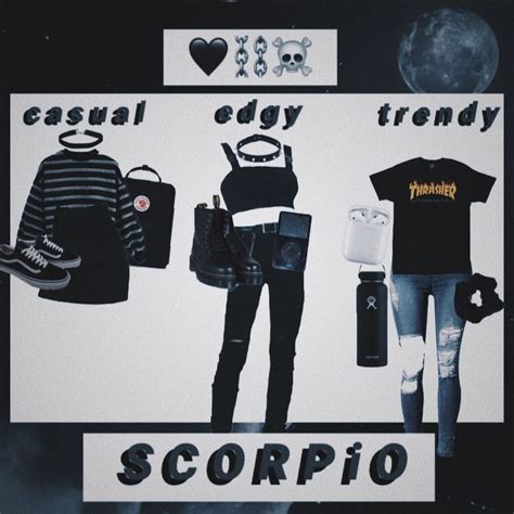 s c o r p i o // mood board aesthetic zodiac outfit moodboard scorpio black casual edgy trendy ...