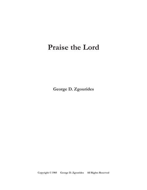 PRAISE THE LORD (1985) Sheet Music | George D. Zgourides | SATB Choir