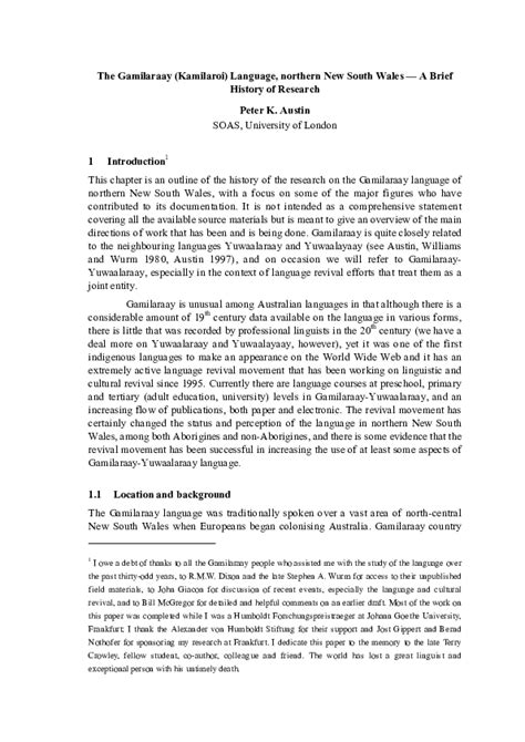 (PDF) The Gamilaraay (Kamilaroi) Language, northern New South Wales — A Brief History of ...