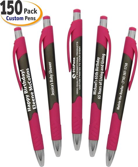 Amazon.com : 150 Pack, Personalized Writing Ink Ballpoint Novelty Pens, Smooth Rubber Grip ...