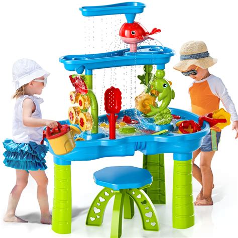 Buy TEMI Kids Sand Water Table , 3-Tier Sand Table and Rain Showers Splash Pond Water Table Toys ...