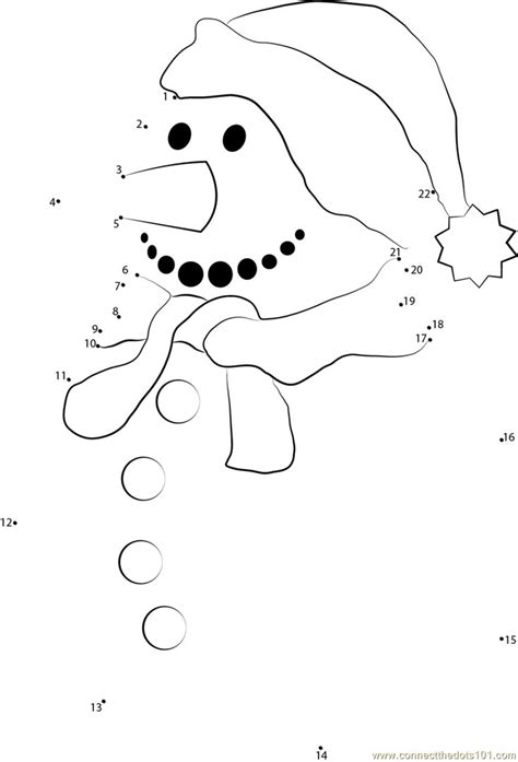 Download or print Snowman See dot to dot printable worksheet from Holidays,Christmas connect th ...