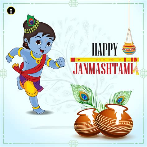 Happy Janmashtami Indian Festival Celebrating Birth Of Krishna ...